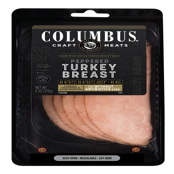 COLUMBUS(r) Peppered Turkey Breast, Sliced, 12/6 oz . A1N1 - Front No Plunge In Package (Low Res)