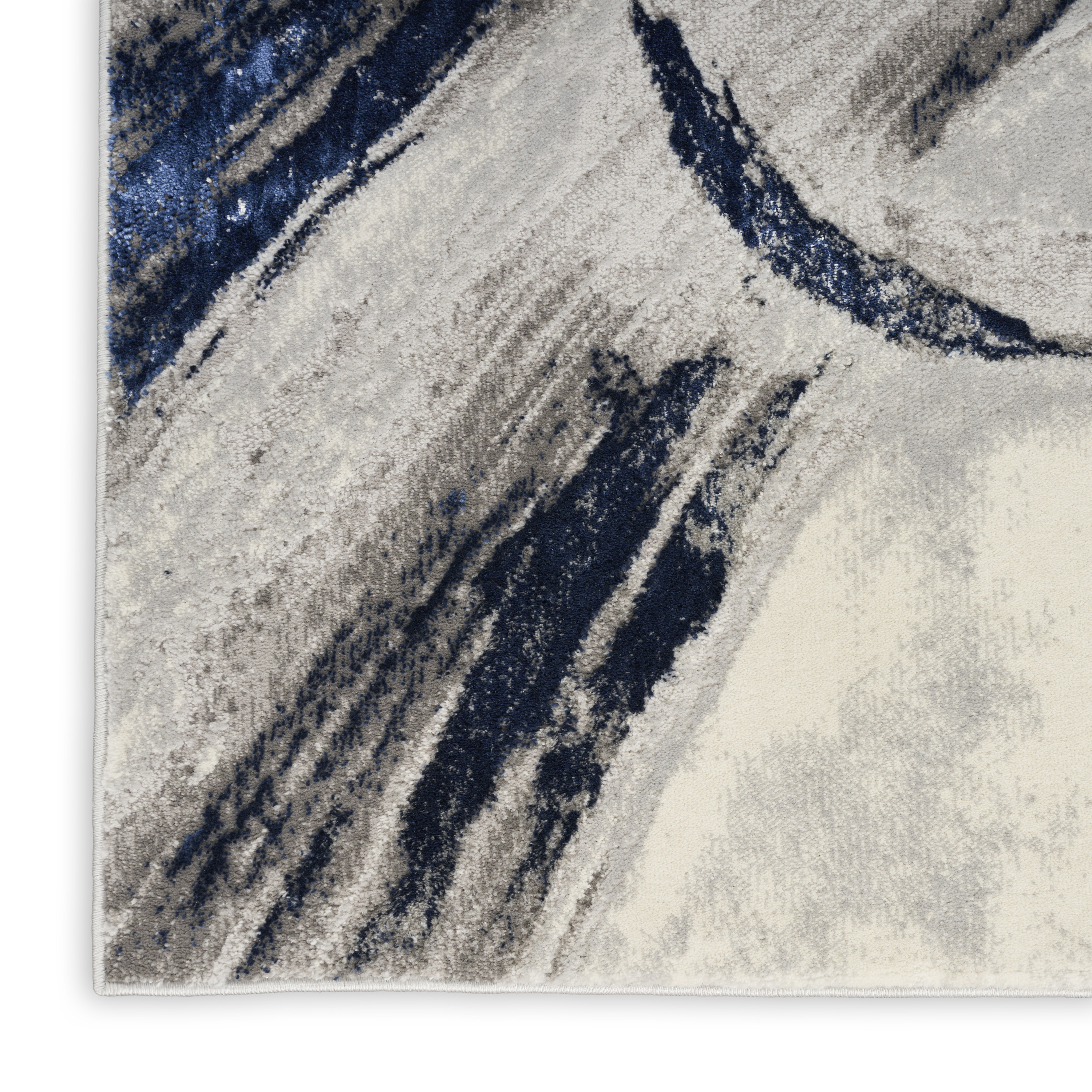 Nourison Splash 2'2" x 7'6" Grey Navy Modern Indoor Rug