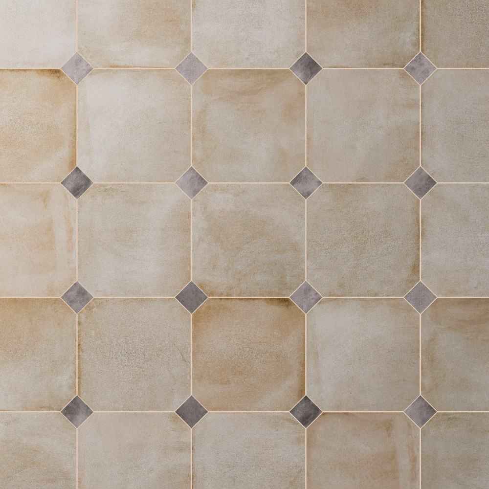 Laverton Octagon Arena with Taco Gris 7-7/8 in. x 7-7/8 in. Porcelain Floor and Wall Tile