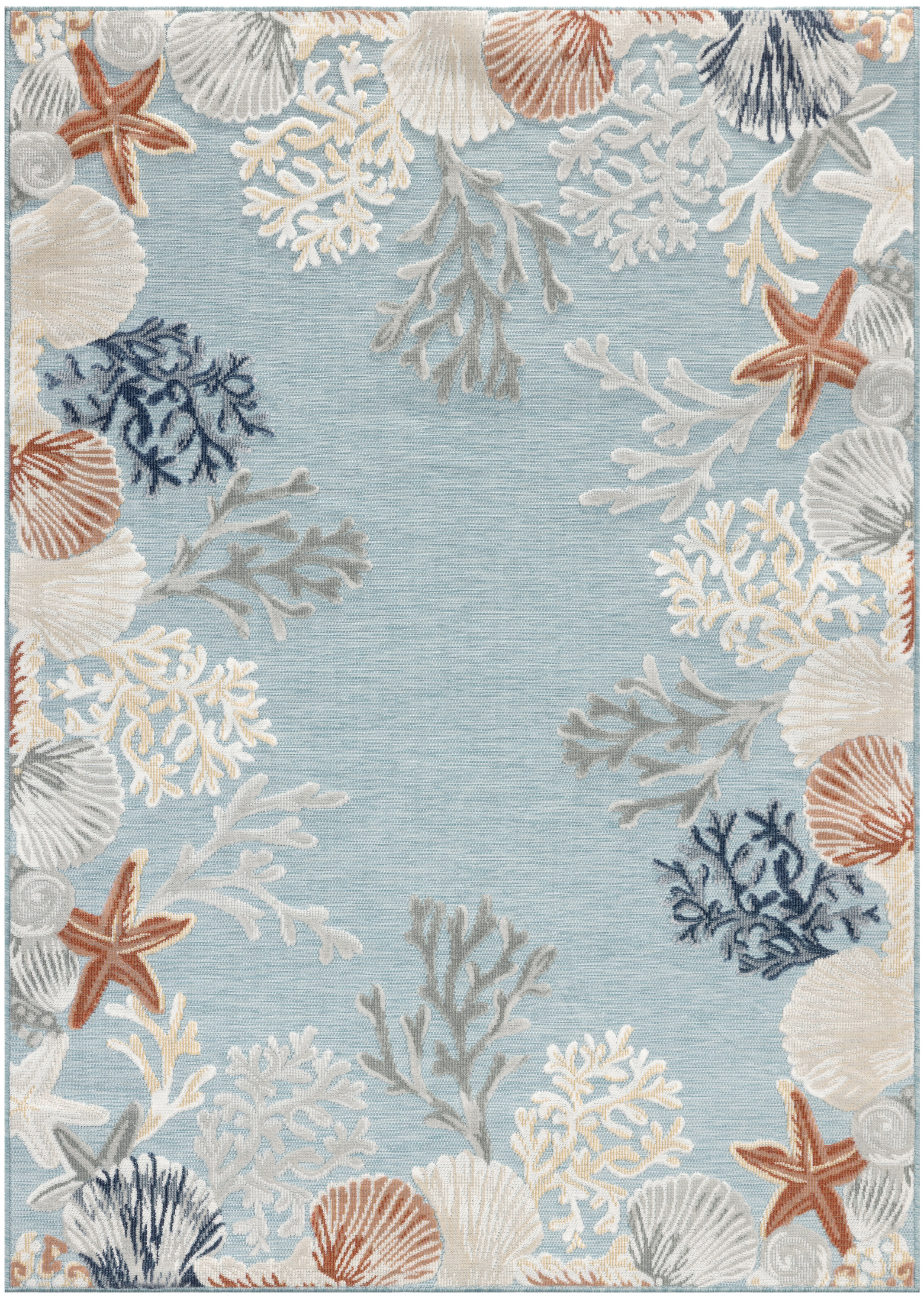 Nourison Suncoast 4' x 6' Teal Multicolor Coastal, Nautical & Beach Rug