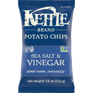 Kettle Brand Sea Salt and Vinegar Kettle Potato Chips, Gluten-Free, Non-GMO, 7.5 oz Bag