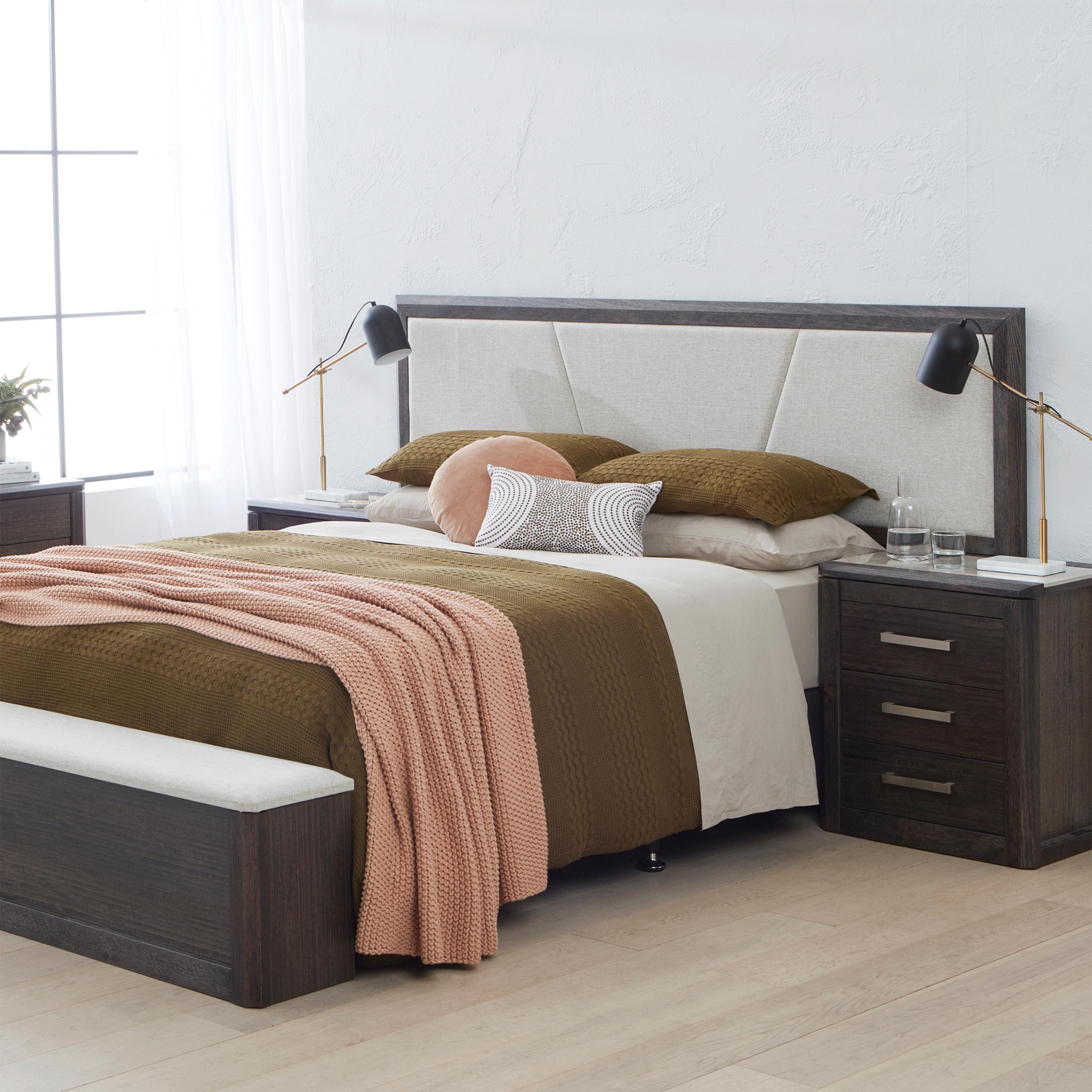 Lifestyle image of the  Maitland Bedside Table (2 Drawer), Charcoal from Forty Winks