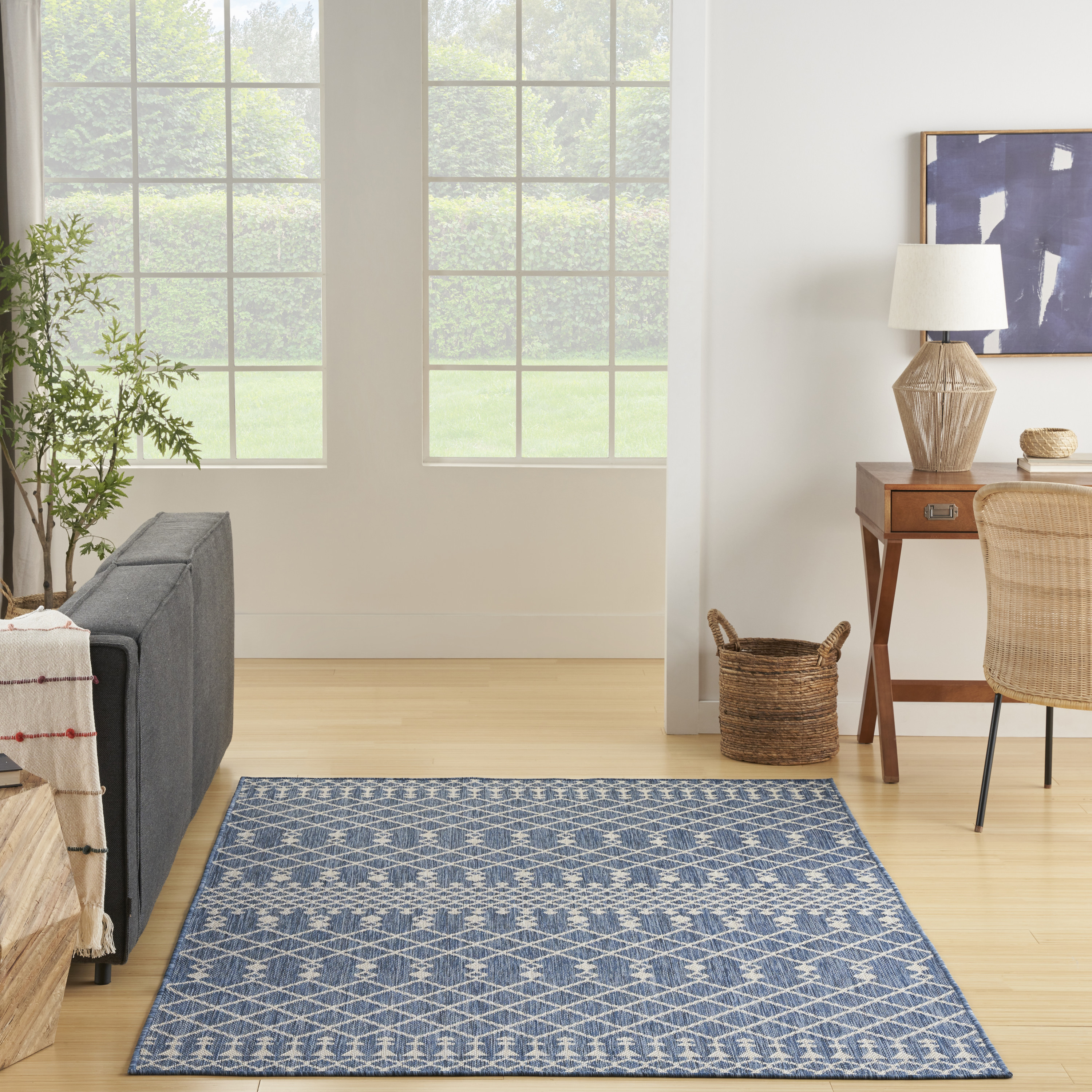 Nourison Positano 4' x 6' Navy Blue Modern Rug