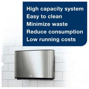 SCA465500, Tork,  T2 Mini Jumbo Roll Tissue Dispenser, Stainless Steel