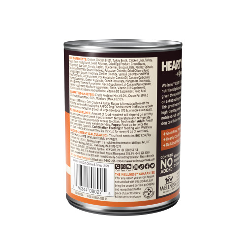 Wellness CORE Hearty Cuts Chicken & Turkey back packaging