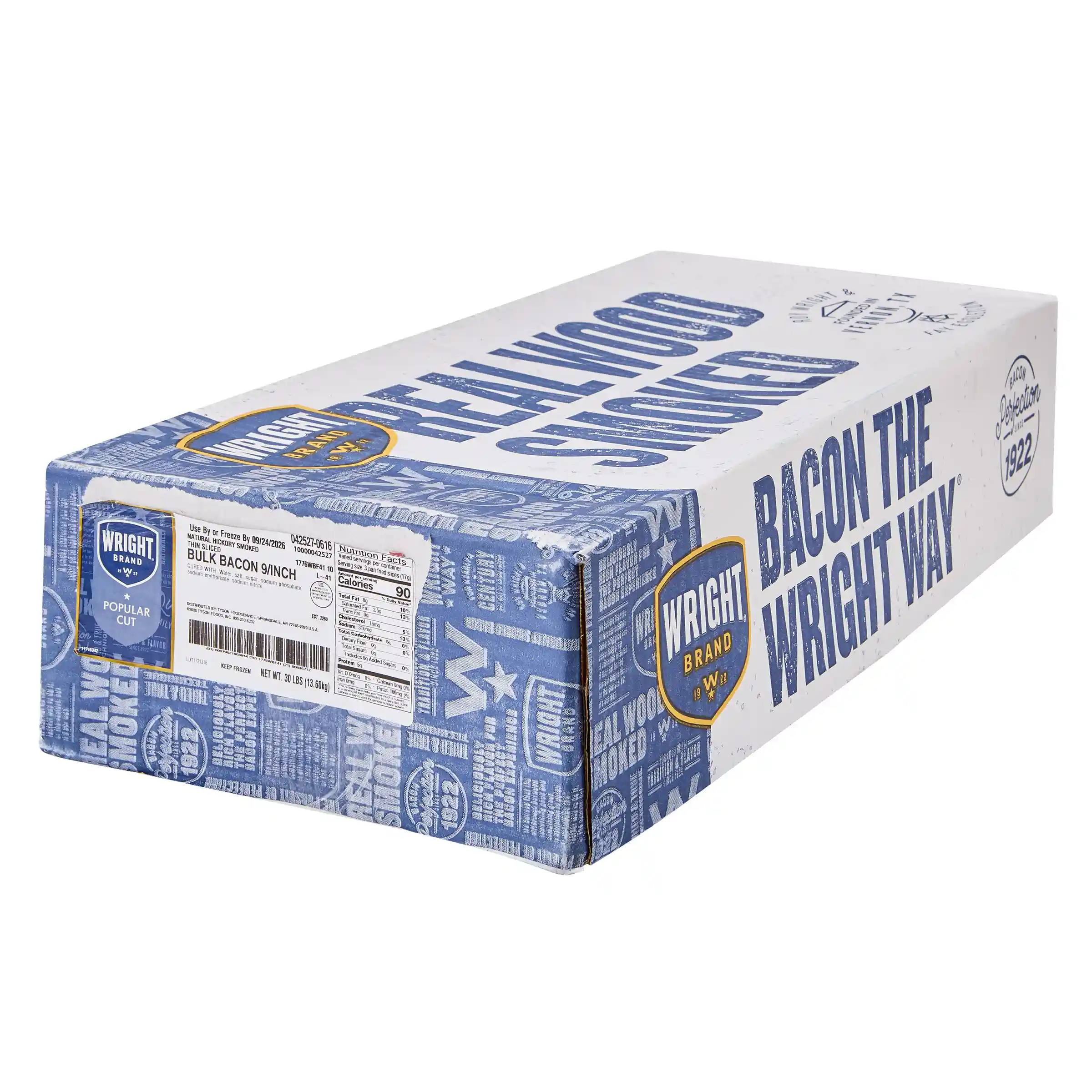 Wright® Brand Naturally Hickory Smoked Thin Sliced Bacon, 9 Slices/Inch_image_5
