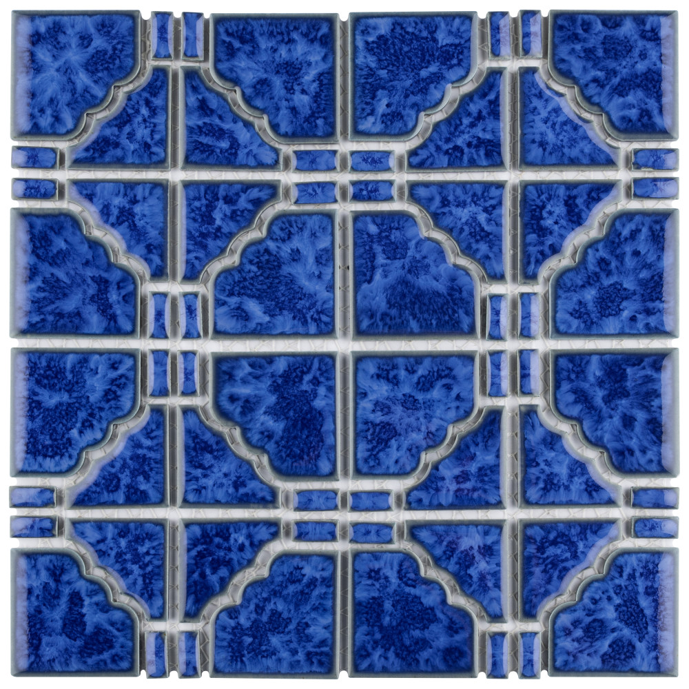 Osaka Blue Cloud 11-7/8 in. x 11-7/8 in. Porcelain Mosaic Tile