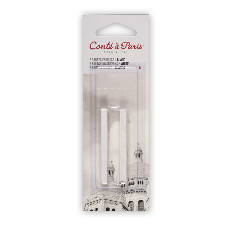Carrés Esquisse Sketching Pastel Crayons, White B, Pack of 2
