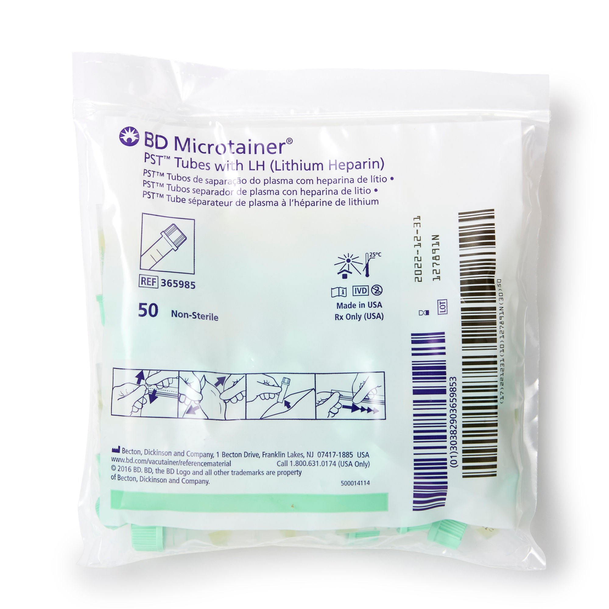 BD TUBE, CAPILLARY LIHEP/SEP MINT400/600UL PLAS MICROT (50/BX)