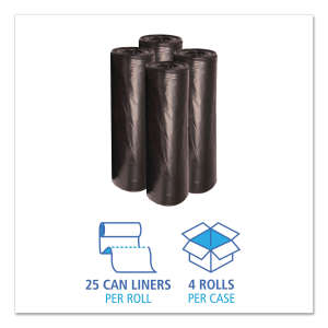Boardwalk,  LLDPE Liner, 56 gal Capacity, 43 in Wide, 47 in High, 0.6 Mils Thick, Black