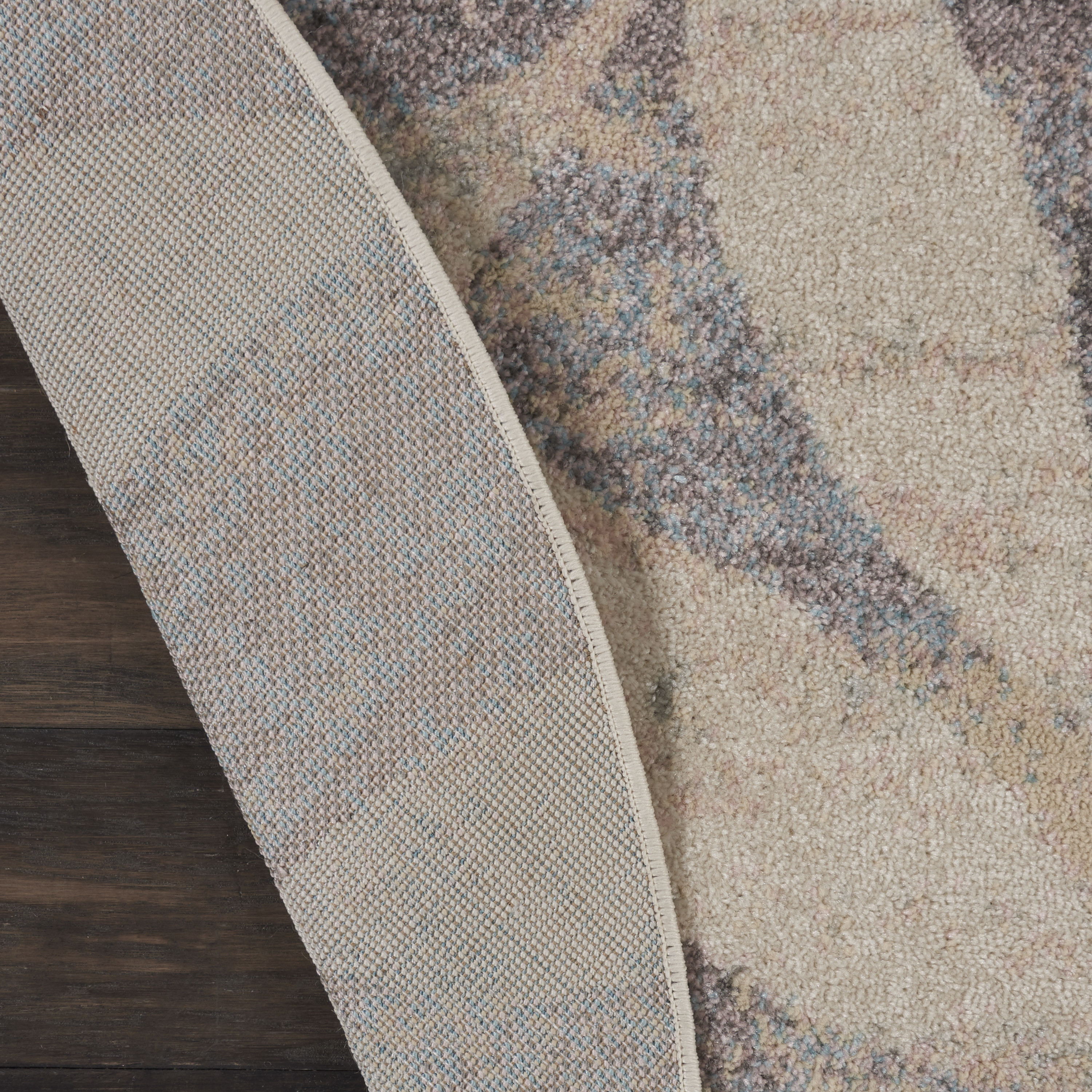 Nourison Tranquil 7’10” x Round Ivory Light Blue Farmhouse Indoor Rug