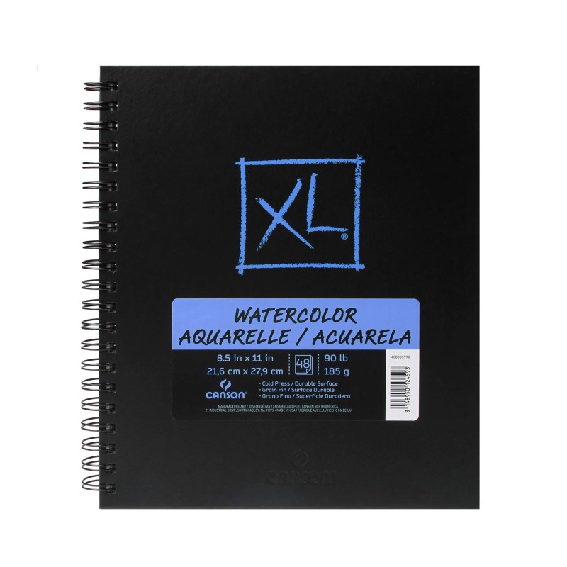 XL Series Watercolor Art Book, Midweight White Paper, Side Wire Binding, 48 Sheet, 8.5x11 inch, 1 Count