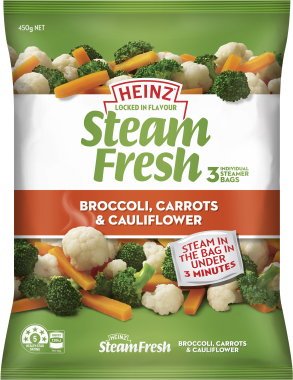 Heinz Steam Fresh® Broccoli, Carrots & Cauliflower 450g