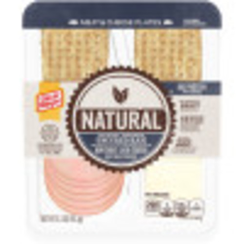 Natural Hickory Smoked Uncured Ham, Monterey Jack Cheese & Whole Wheat Crackers 3.3 oz Tray