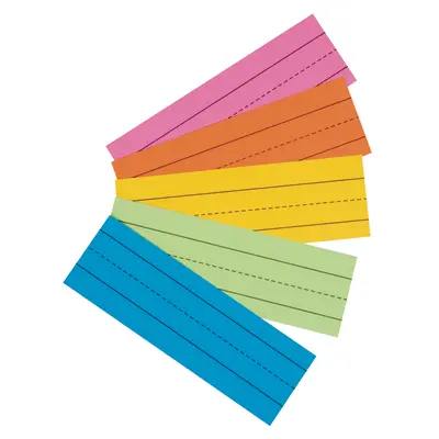 Pacon  Super Bright Flash Cards - Ruled, 5 Assorted Super Bright Colors, 1-1/2 in x 3/4 in ruled 3