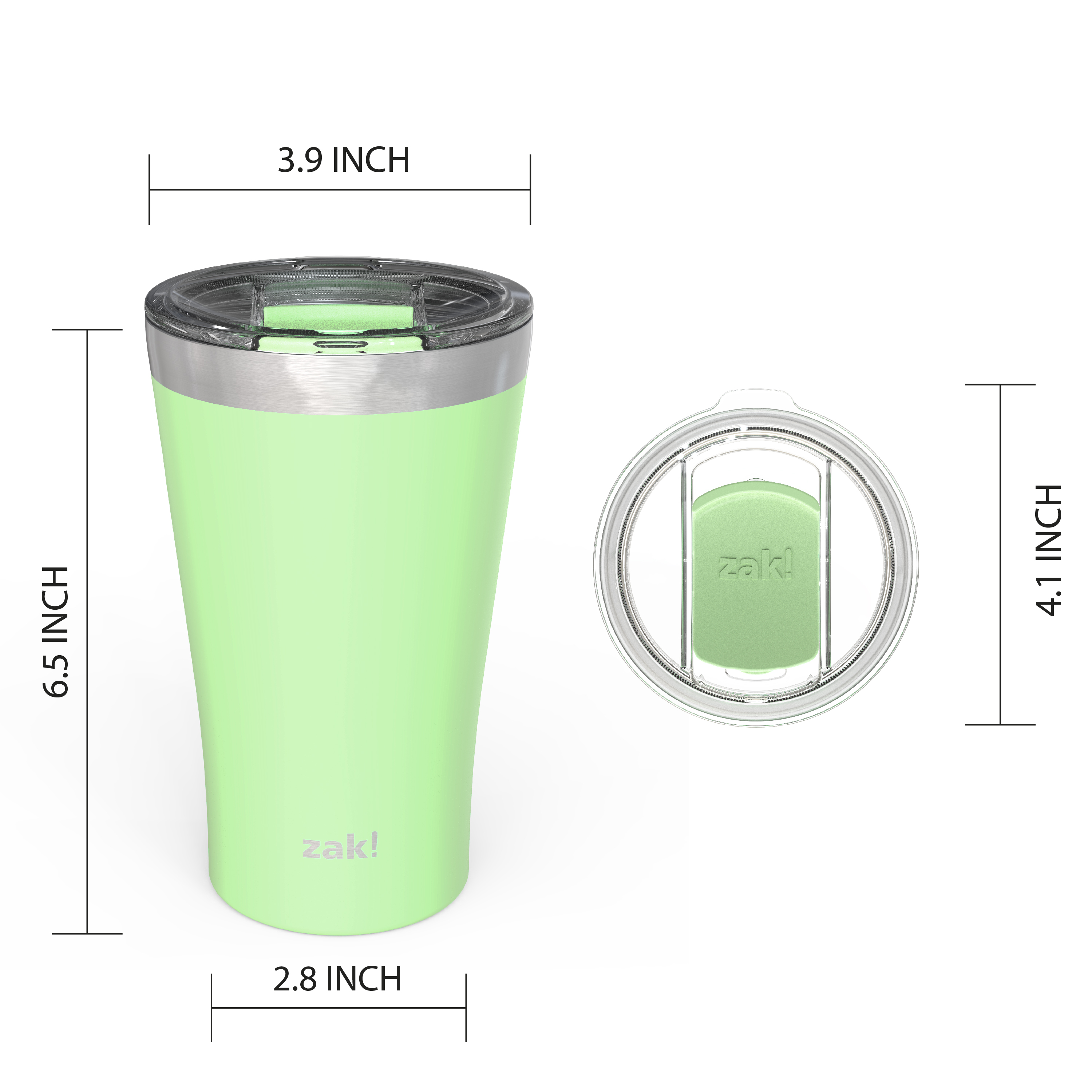 Zak Hydration 20 ounce Reusable Vacuum Insulated Stainless Steel Tumbler with Straw, Neo Mint slideshow image 2