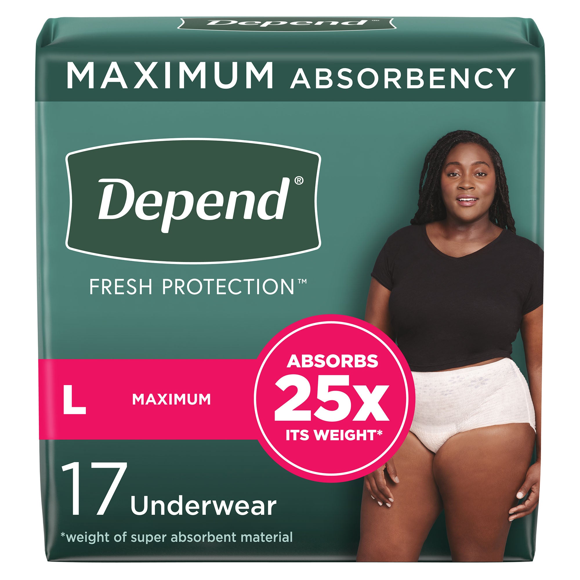 Depend® Fresh Protection™ Women's Maximum Absorbency Underwear, Large