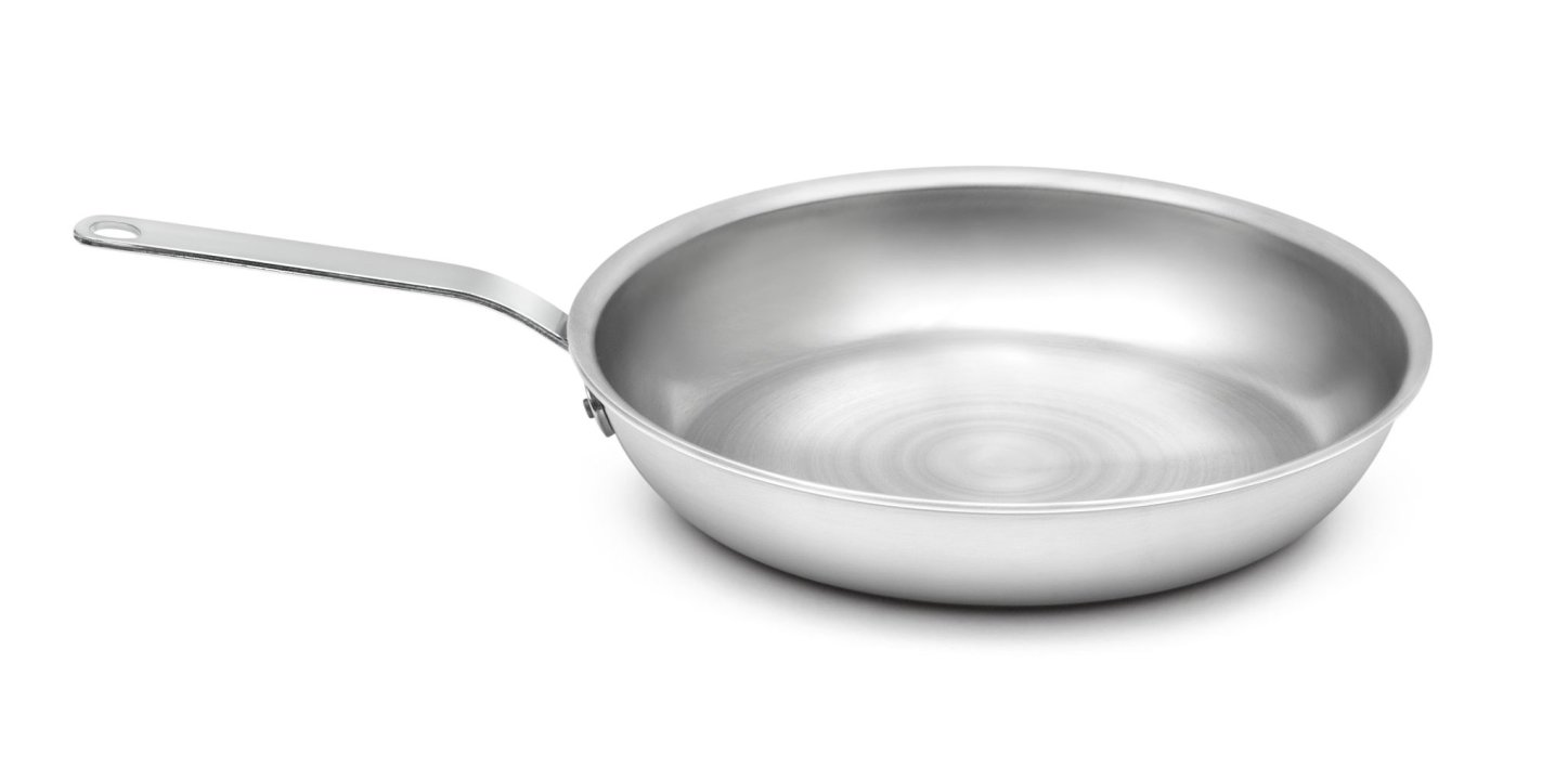 12-inch Wear-Ever® aluminum fry pan with natural finish and plated handle