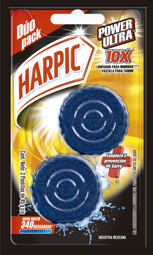 Harpic® 10 X Power Ultra Limpiador De Inodoros Pastilla Para Tanque 2pzas.