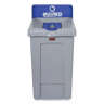 Rubbermaid Commercial, Slim Jim®, 1-Stream Mixed Recycling Station, 33gal, Resin, Gray/Blue, Square, Receptacle