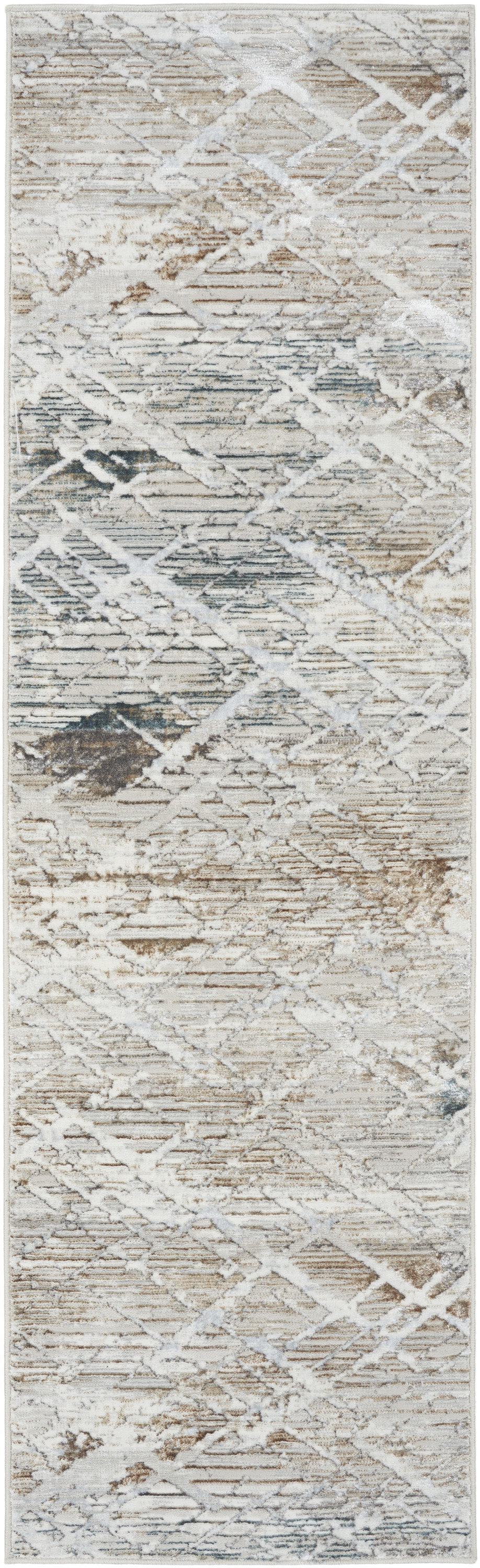 Nourison Glitz 2'3" x 7'6" Grey Multicolor Modern Indoor Rug