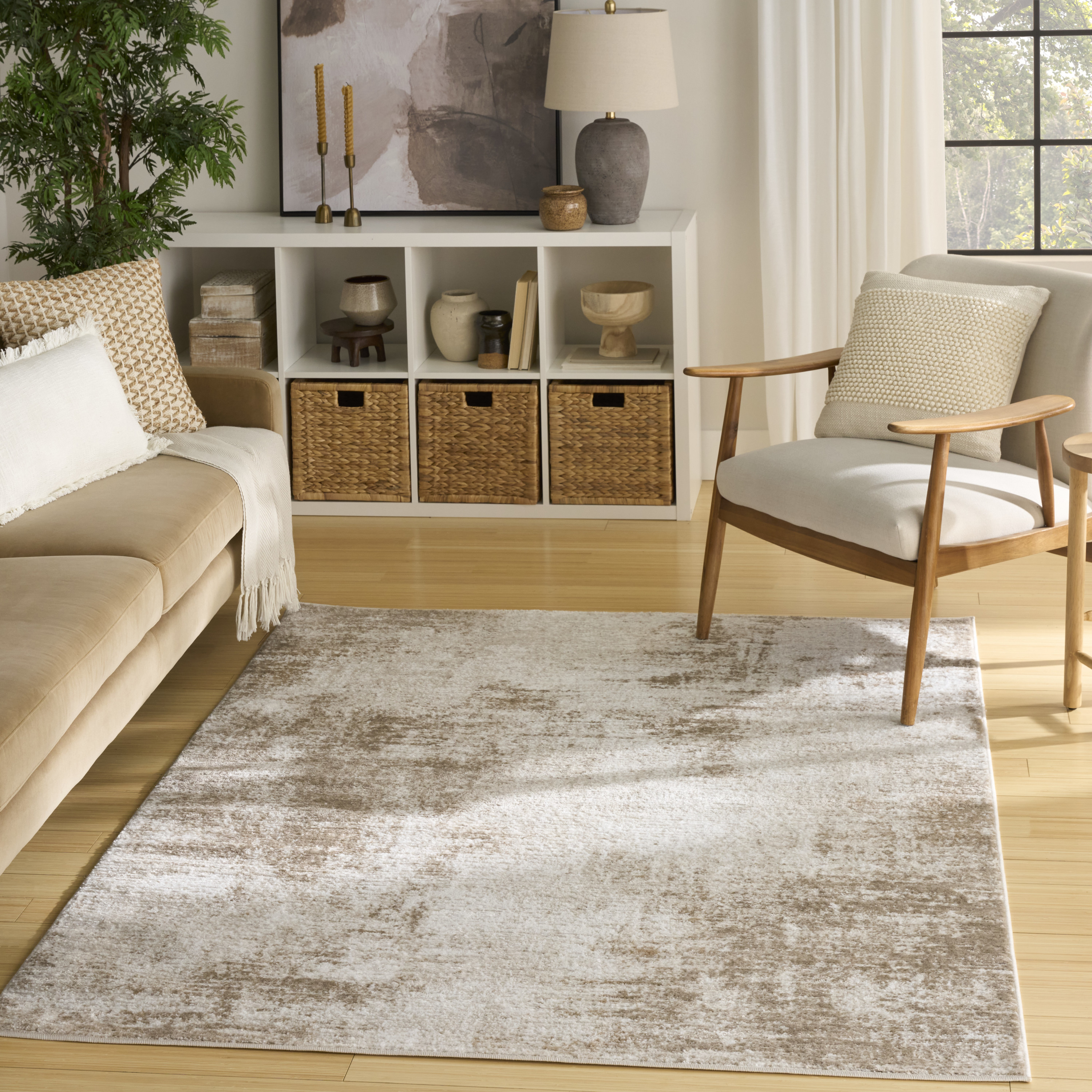 Nourison Dekor 4' x 6' Ivory Taupe Modern Indoor Rug