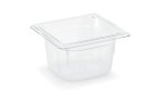Sixth-size 4-inch-deep Super Pan® clear low-temperature plastic pan