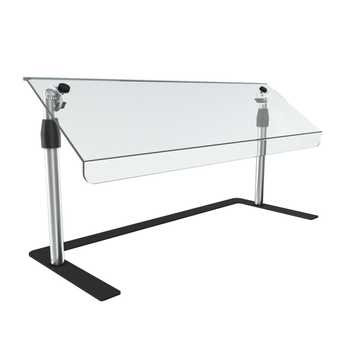 36-inch-wide mobile adjustable breath guard with angled acrylic panel