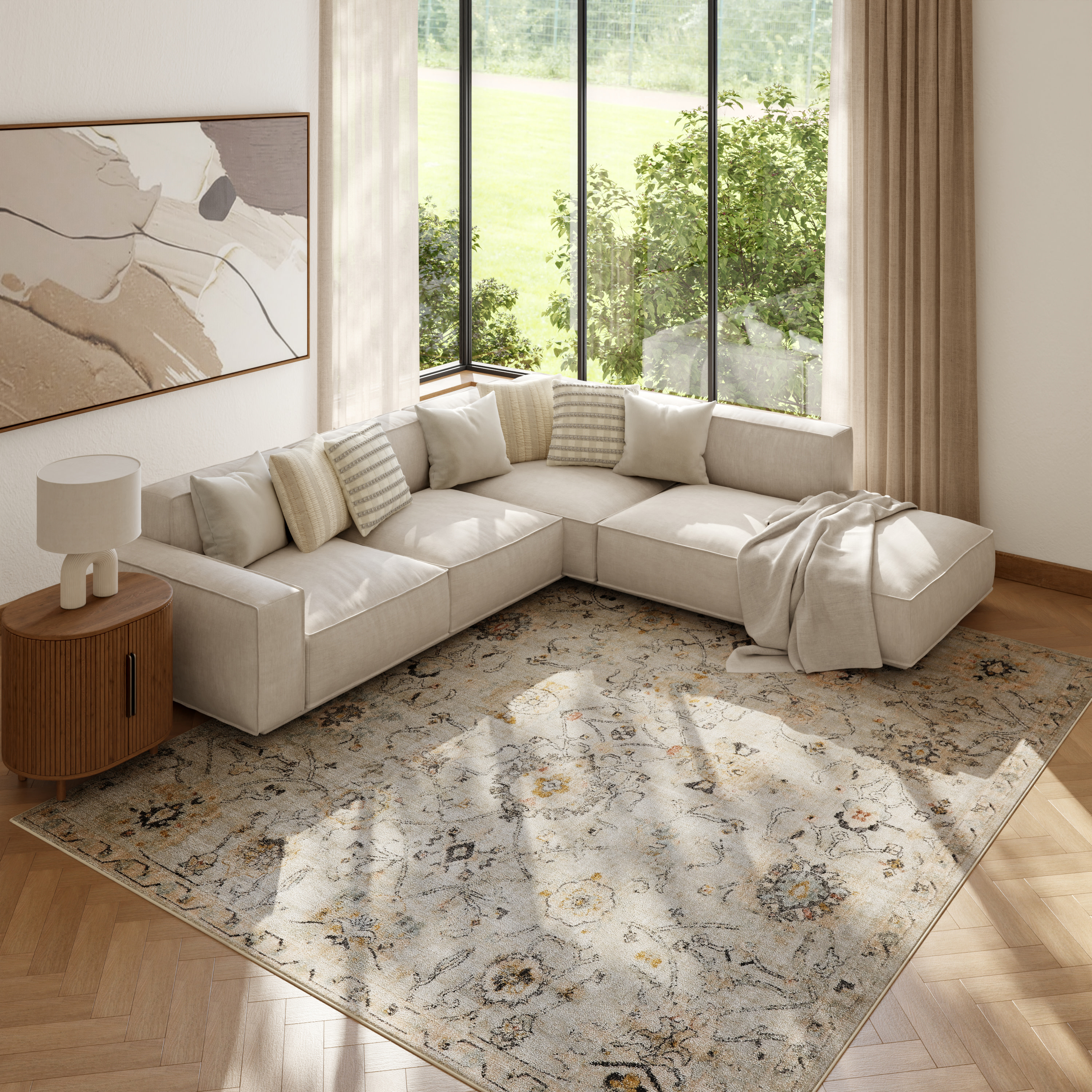 Nourison Oushak Home 8' x 9'10" Grey Vintage Indoor Rug