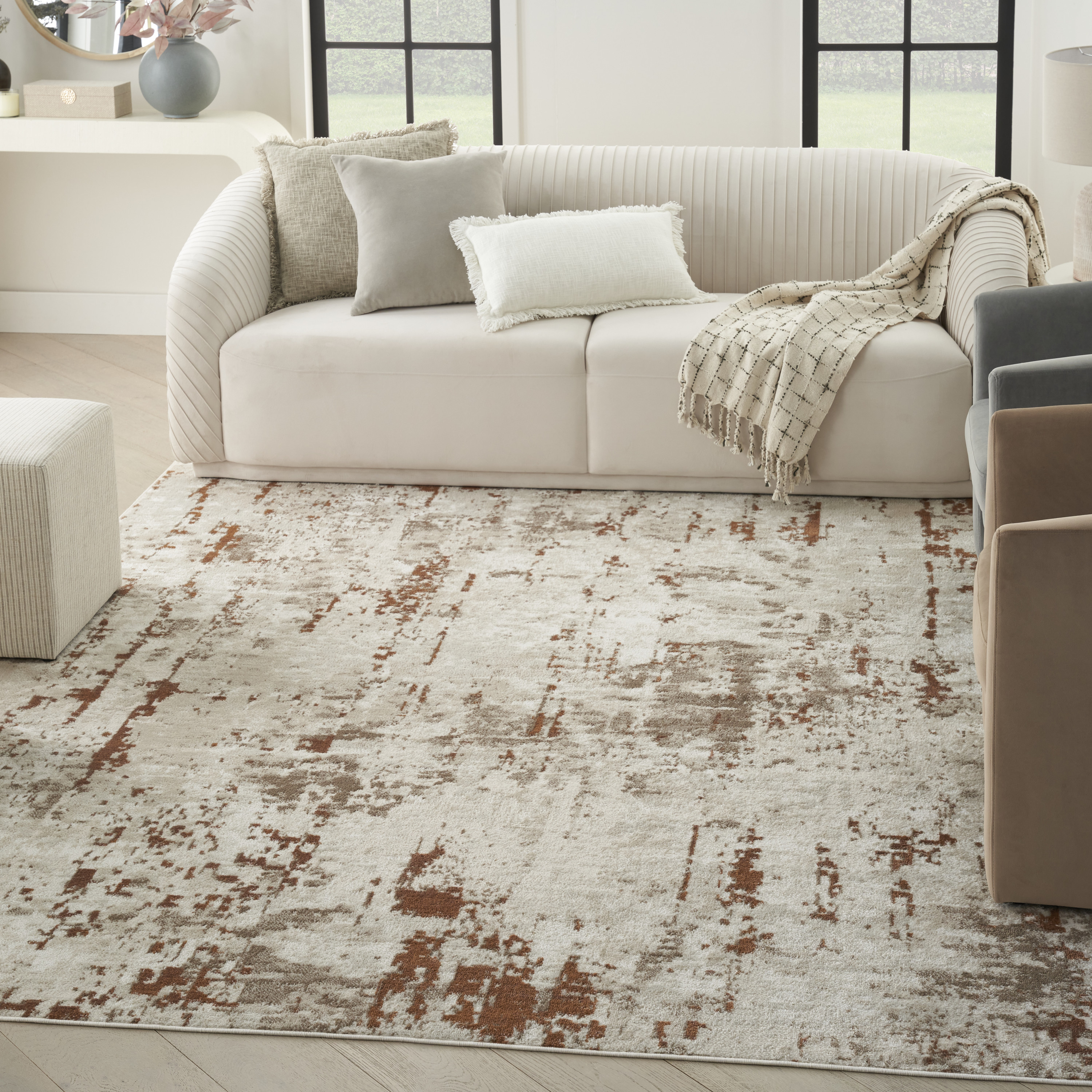 Nourison Quarry 6' x 9' Ivory Rust Modern Indoor Rug