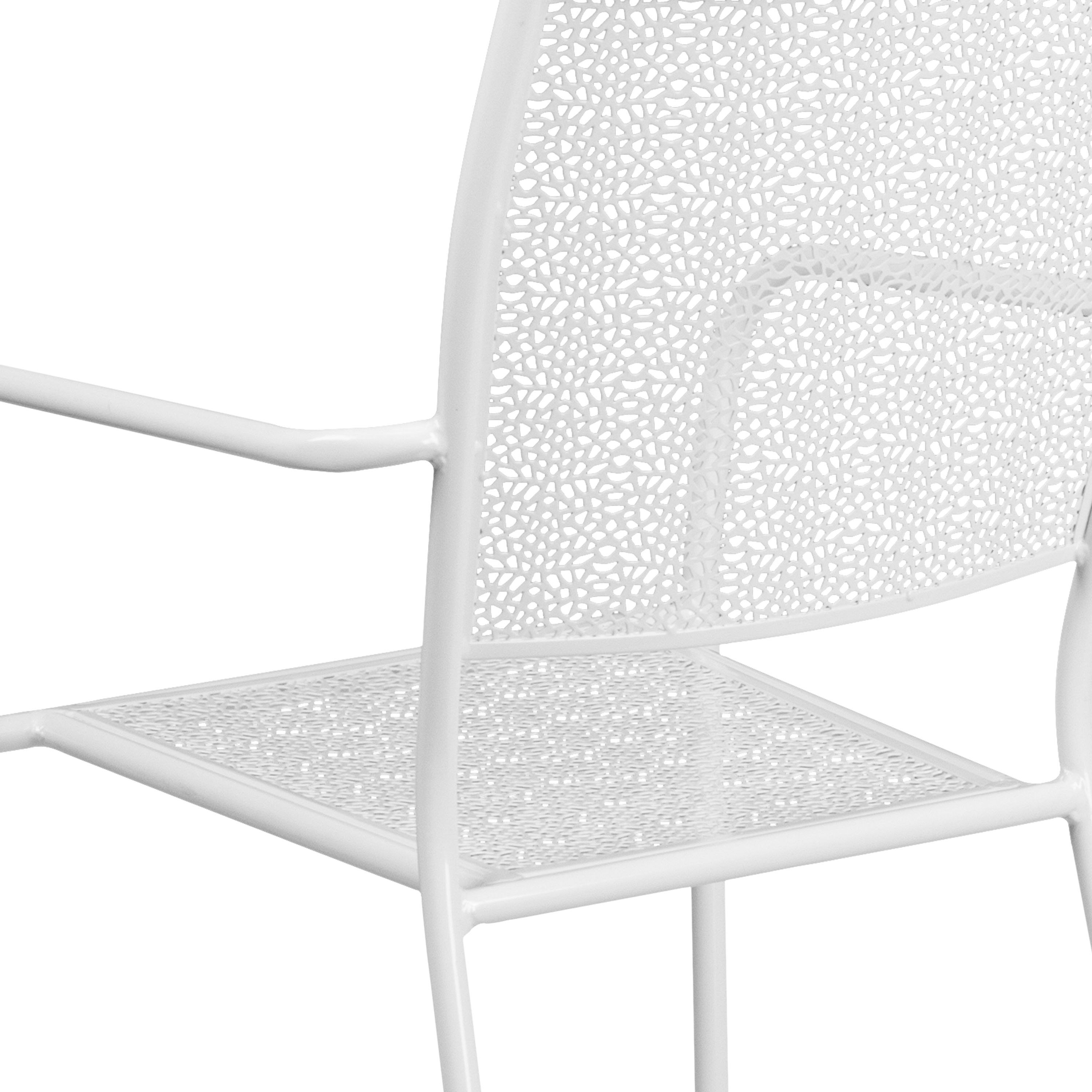 Commercial Grade Sky Blue Indoor-Outdoor Steel Patio Arm Chair with Square Back - Picture 20 of 61