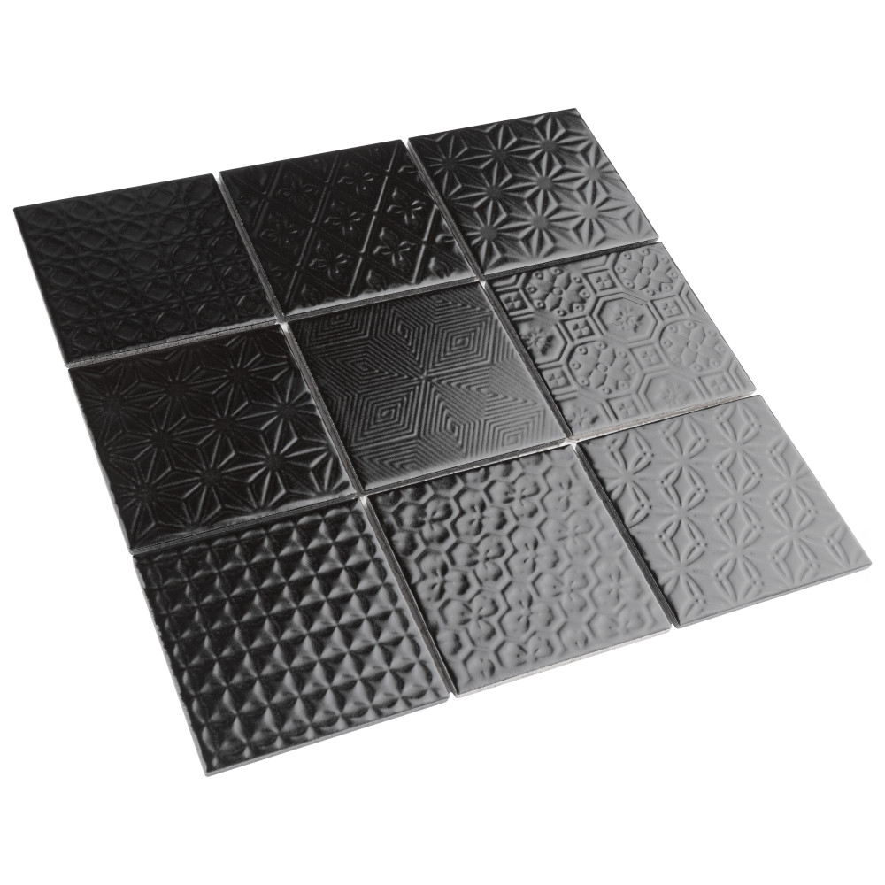 Spirit Black 11-5/8 in. x 11-5/8 in. Porcelain Mosaic Tile