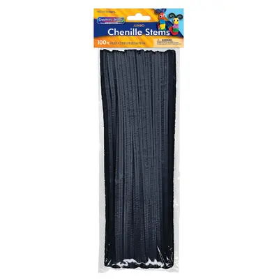 Creativity Street  Jumbo Stems, Black,  12" x 6 mm, 100 Pieces