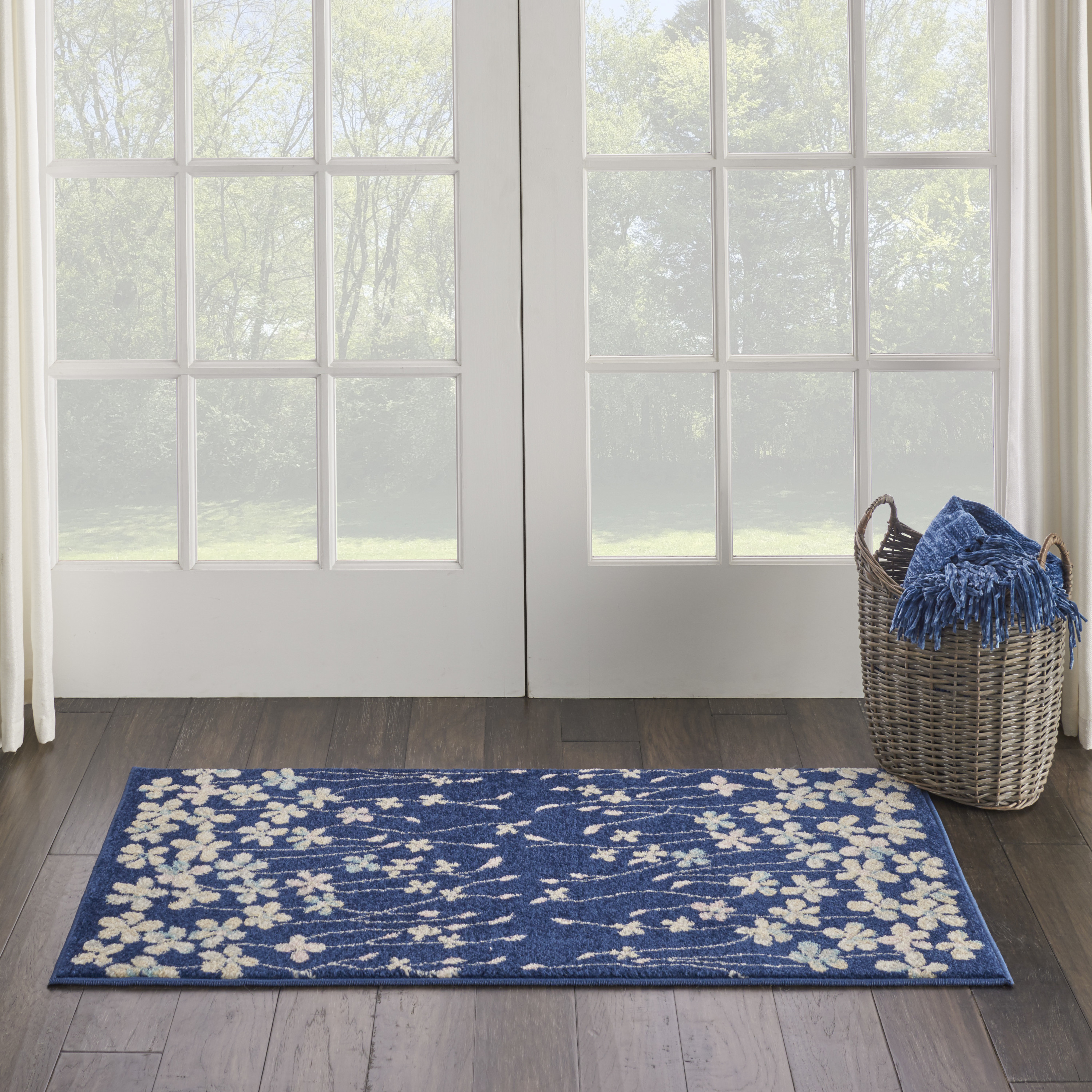 Nourison Tranquil 2' X 4' Navy Contemporary Indoor Rug