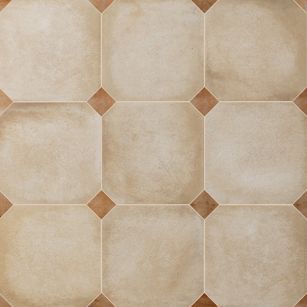 Laverton Octagon Beige with Taco Natural 7-7/8 in. x 7-7/8 in. Porcelain Floor and Wall Tile