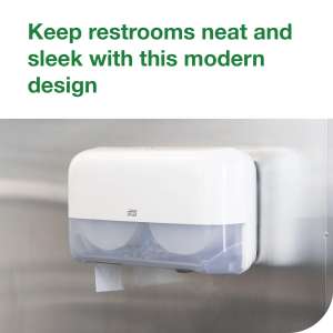 SCA555560, Tork,  T2 Mini Jumbo 2-Roll Toilet Paper Dispenser, White