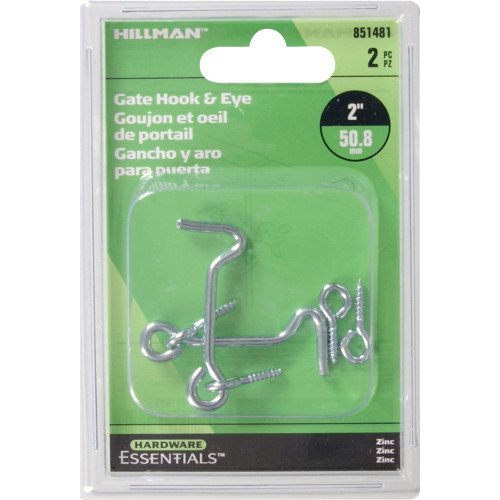 Hardware Essentials Hook and Eye Latch Zinc (2") 2 Pack