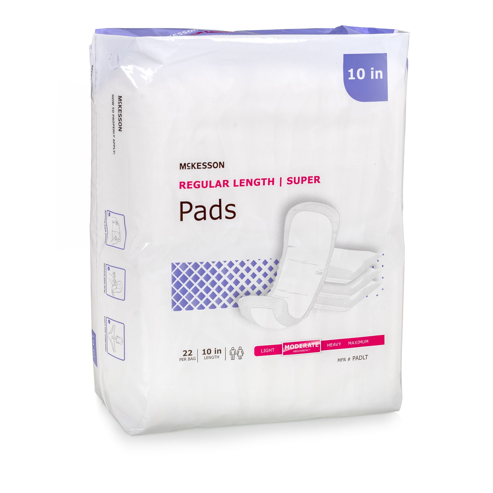 McKesson Super Moderate Absorbency Bladder Control Pad, 10-Inch Length