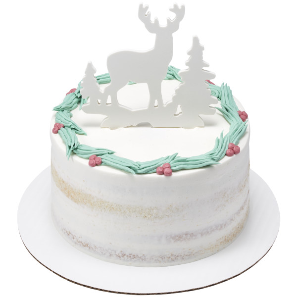 Deer and Pine Trees Gum Paste Layon