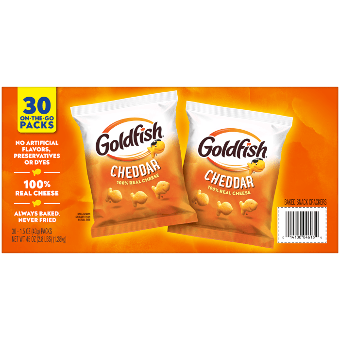 Goldfish® Cheddar Crackers, 30 count box, 1.5 oz, bag - Back Image