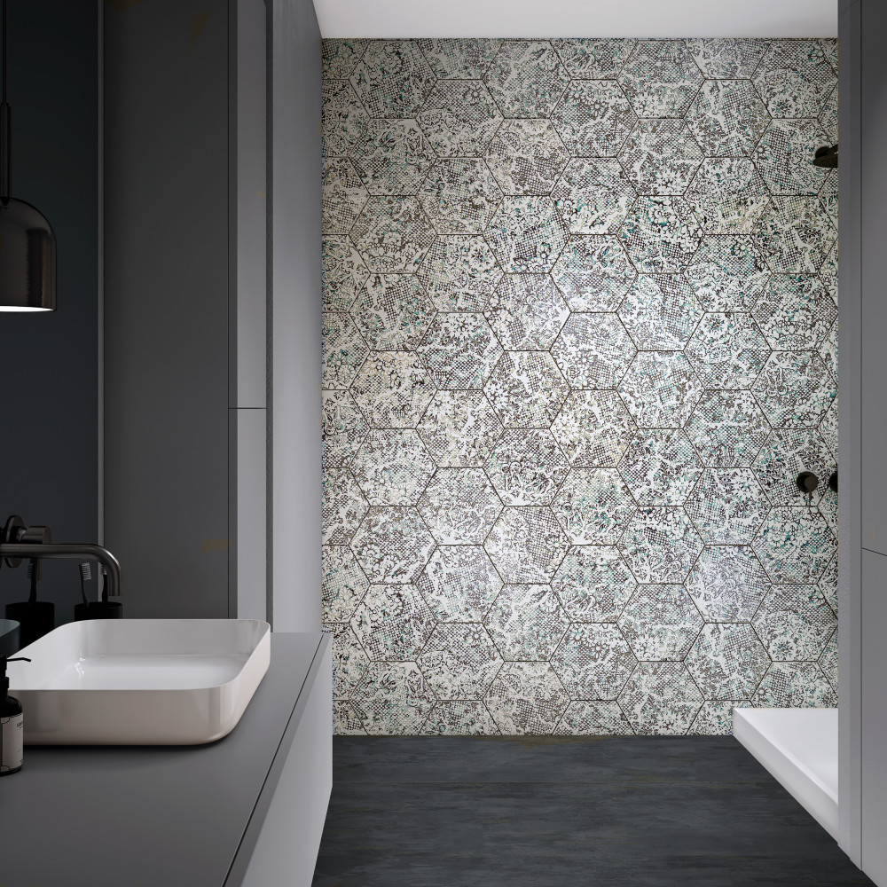 Inedita Hex White 9-7/8 in. x 11-1/4 in. Porcelain Floor and Wall Tile