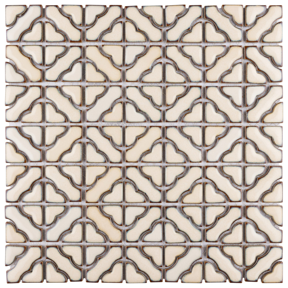 Hudson Tower Beige 12 in. x 12 in. Porcelain Mosaic Tile