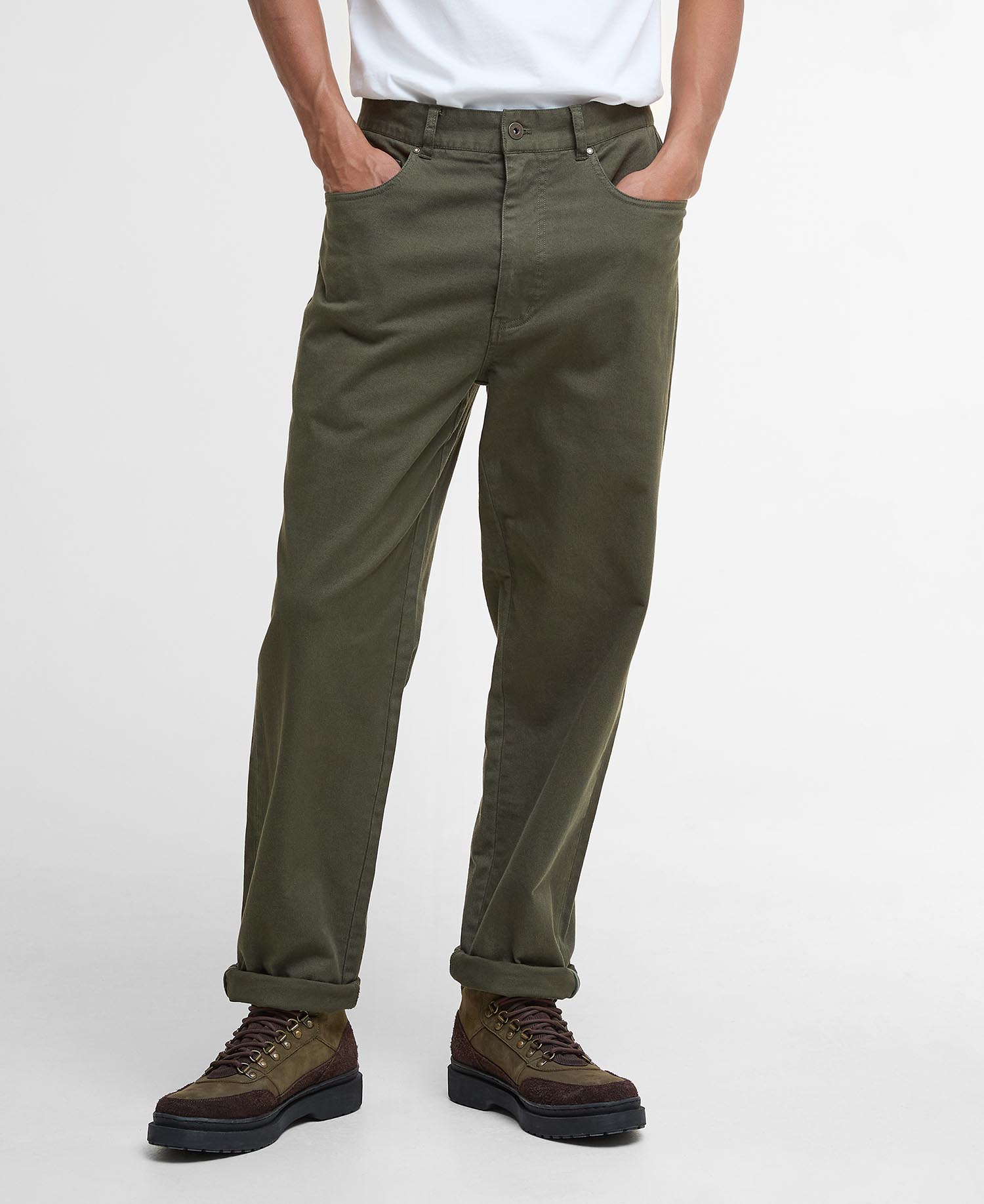 Pantaloni in tessuto stretch lavato dalla vestibilità regular image number 1