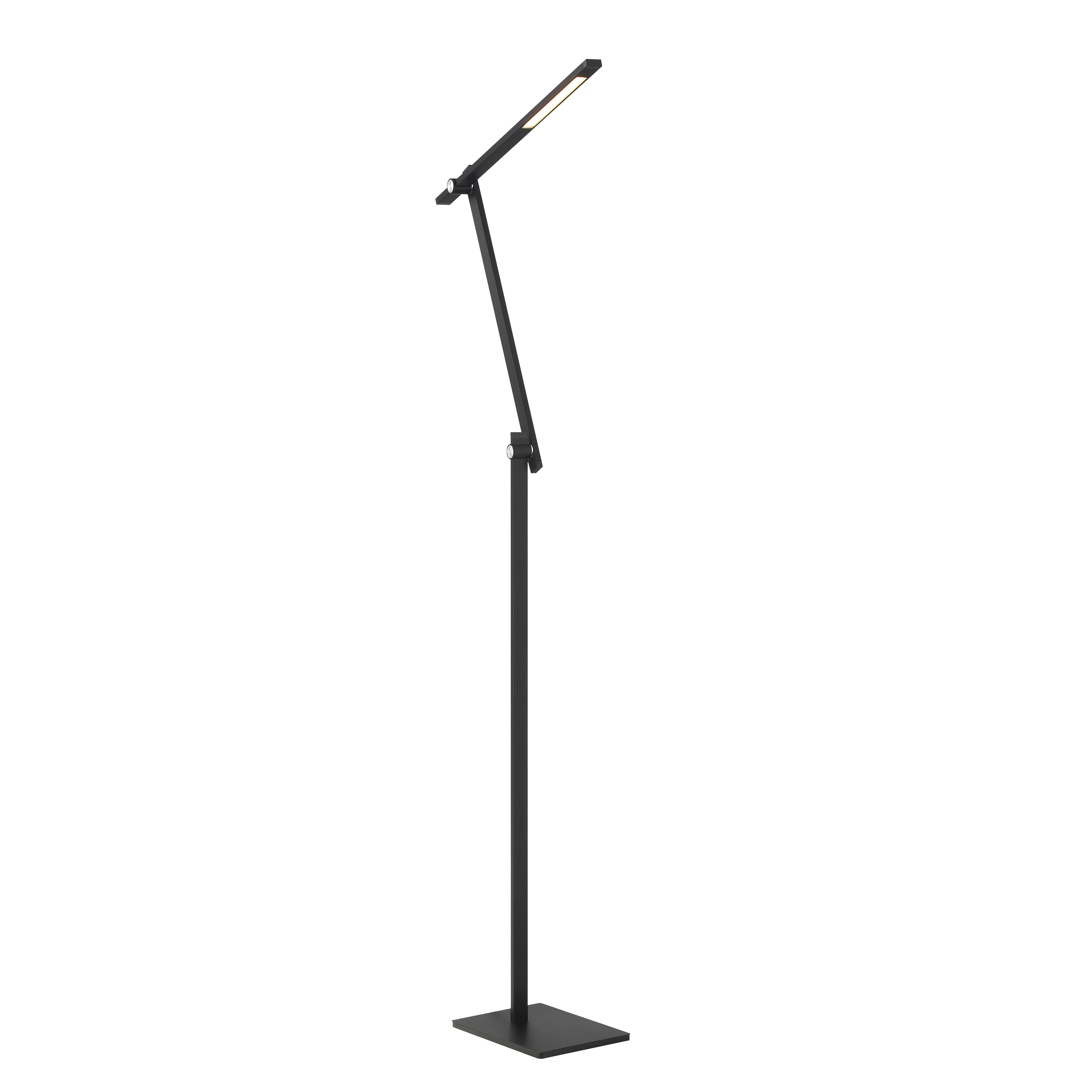 This contemporary floor lamp combines minimalist design with practical functionality. The anodized brushed coal black finish and slim profile make it ideal for modern spaces, while the integrated LED and 3-way touch dimmer provide customizable lighting. - alternate view