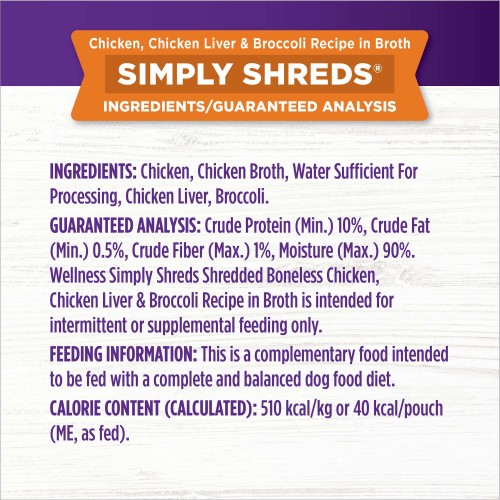 <p>Chicken, Chicken Broth, Water Sufficient For Processing, Chicken Liver, Broccoli.</p>
