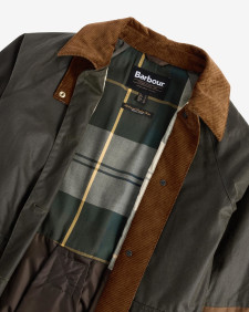 Marion Waxed Car Coat Archive Olive/Ancient Tartan
