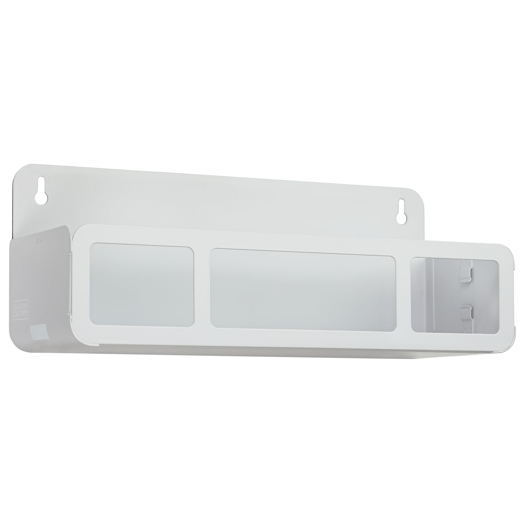 Front Facing view of the BLACK+DECKER Hanging Shelf in White