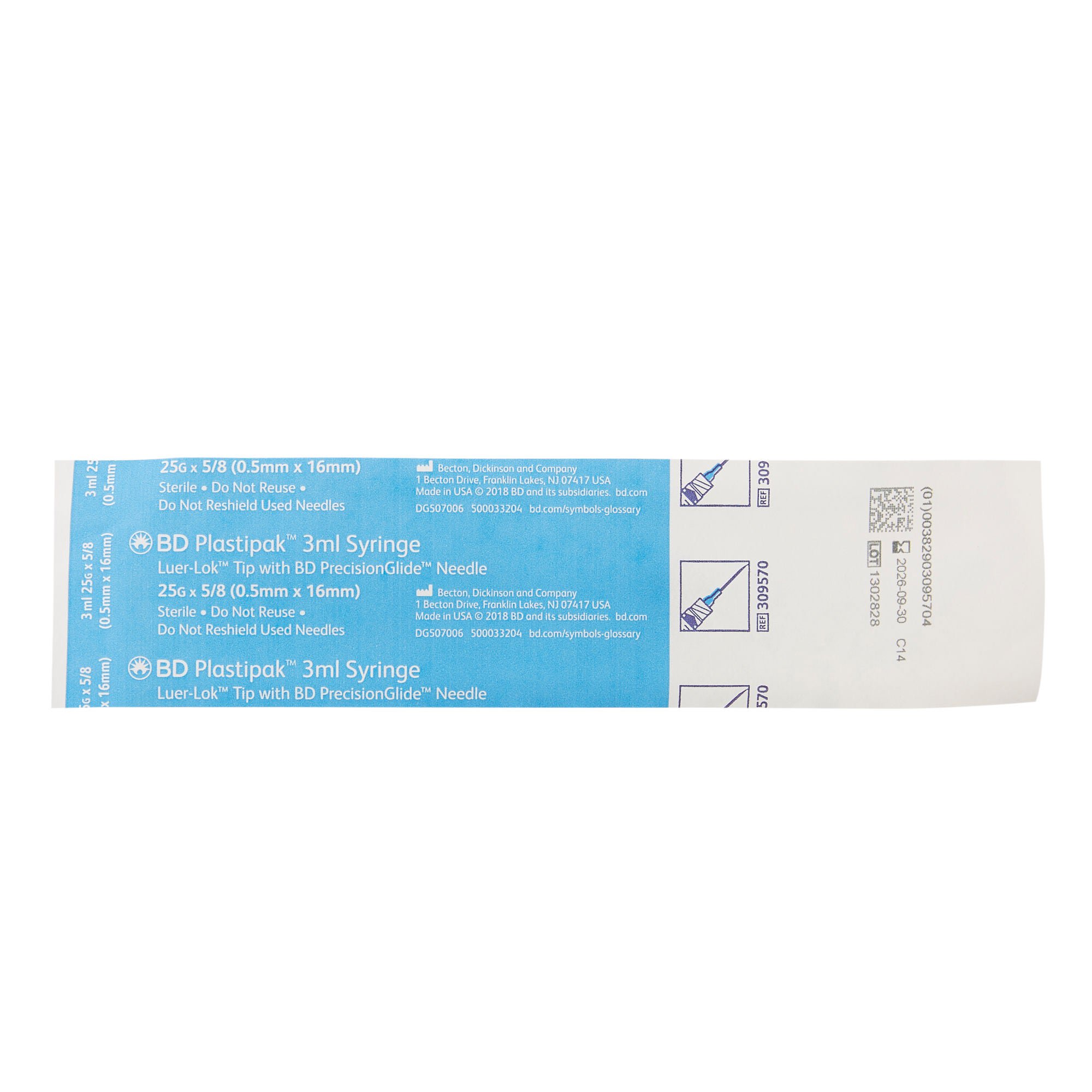 PrecisionGlide™ Syringe with Hypodermic Needle, 25 Gauge, 5/8 Inch