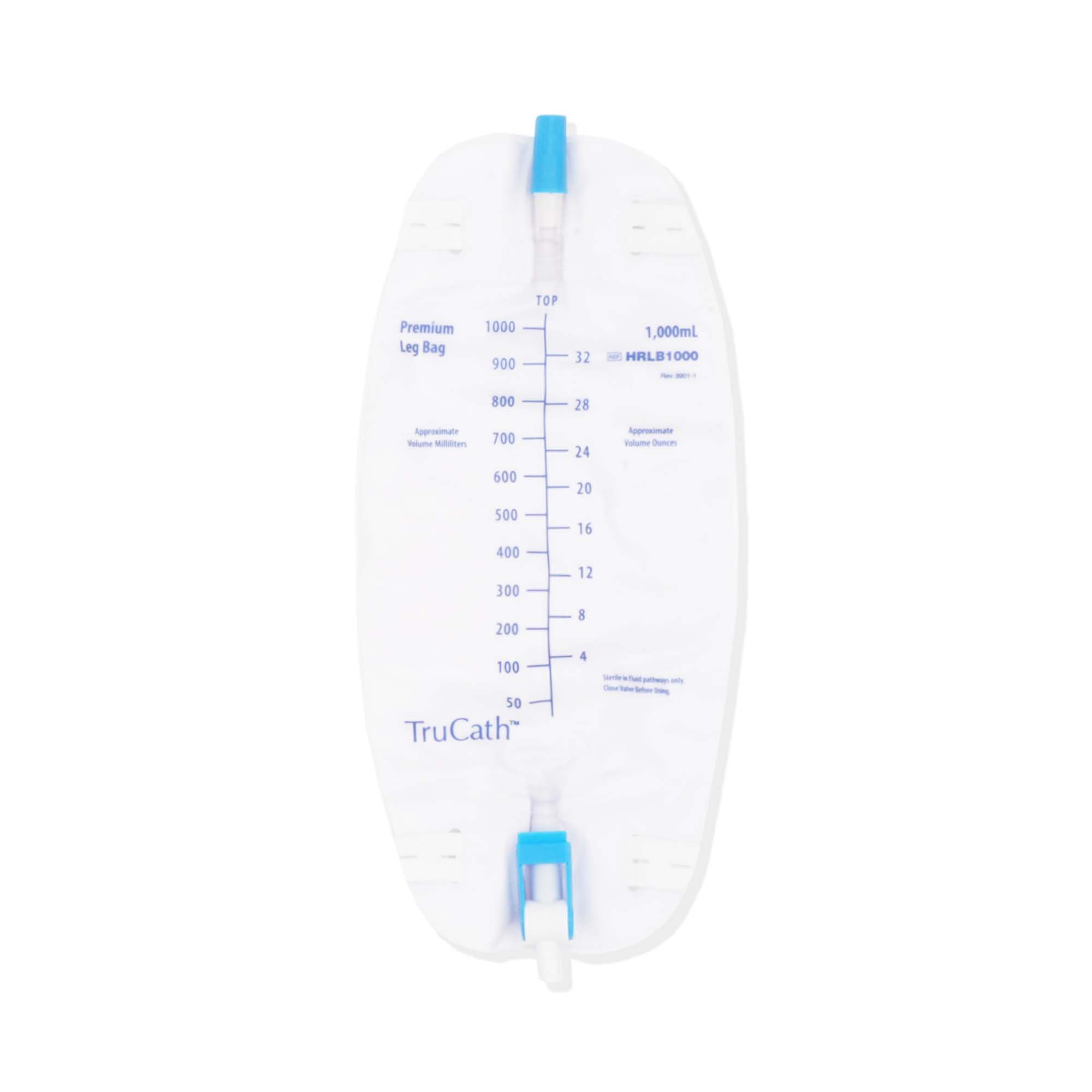 Urinary Leg Bag TruCath Premium Without Valve Sterile 1,000 mL Vinyl / Flocked MK 1195239