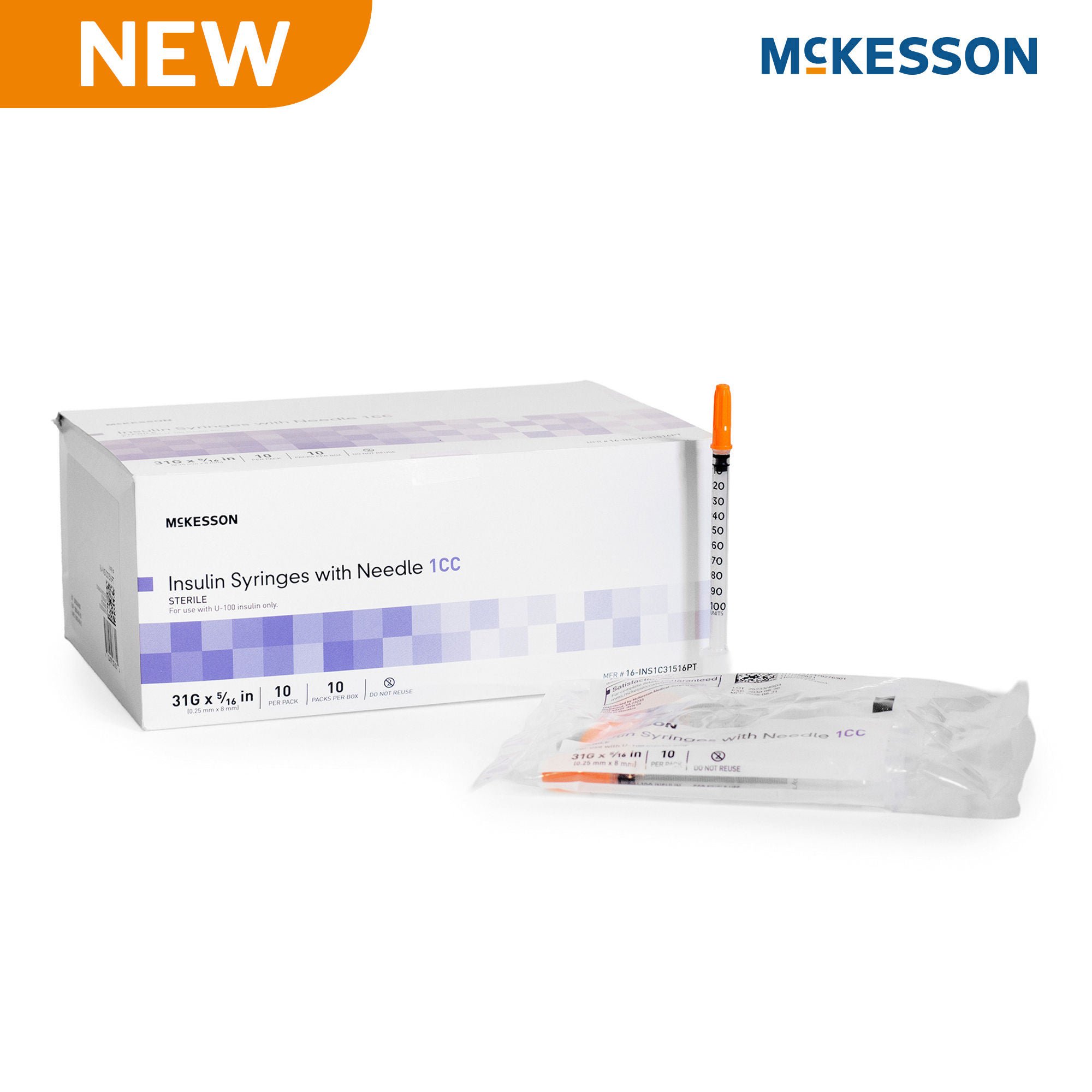 McKesson Brand SYRINGE, INSULIN 1CC 31GX5/16"(10EA/BG 10BG/BX 20BX/CS)